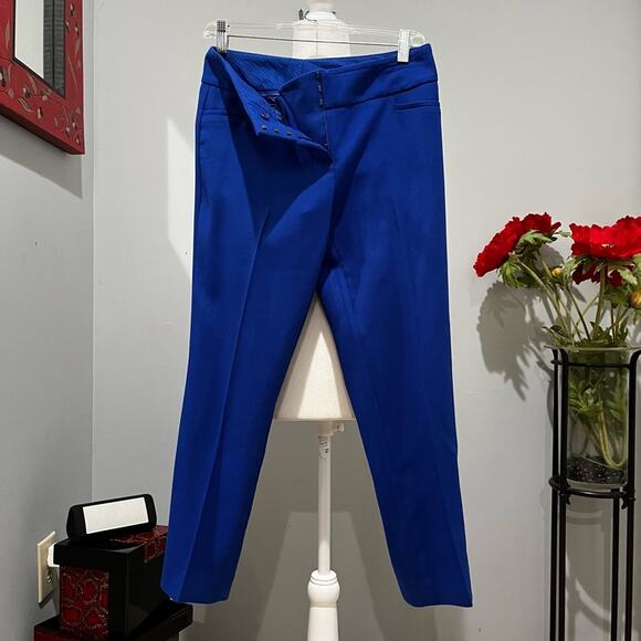 NEW J. Crew Royal Blue Wool Flat Front Straight Leg Ankle Length Trousers 4 NWOT - Picture 3 of 14